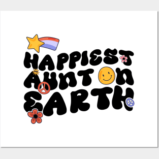 Funny Aunt Family Design - Happiest Aunt On Earth Posters and Art